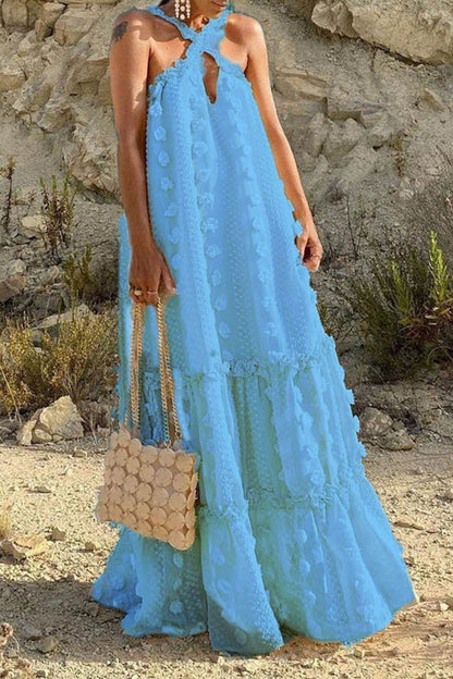 3d Criss-cross Halterneck Maxi Dress