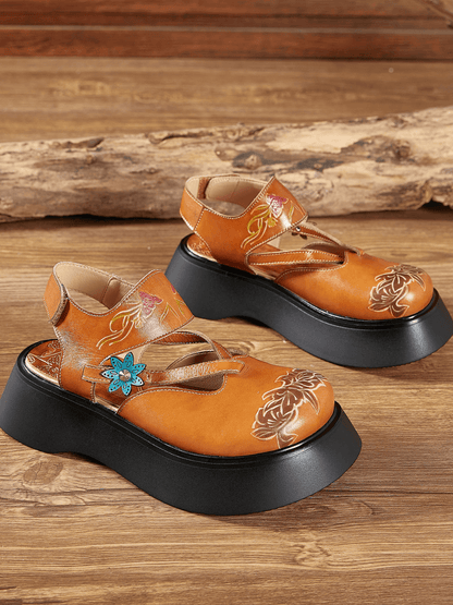 Soffia | Yellow Cut-put Strap Leather Sandal