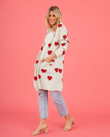 Listen to Your Heart Knit Open Front Cardigan - Beige