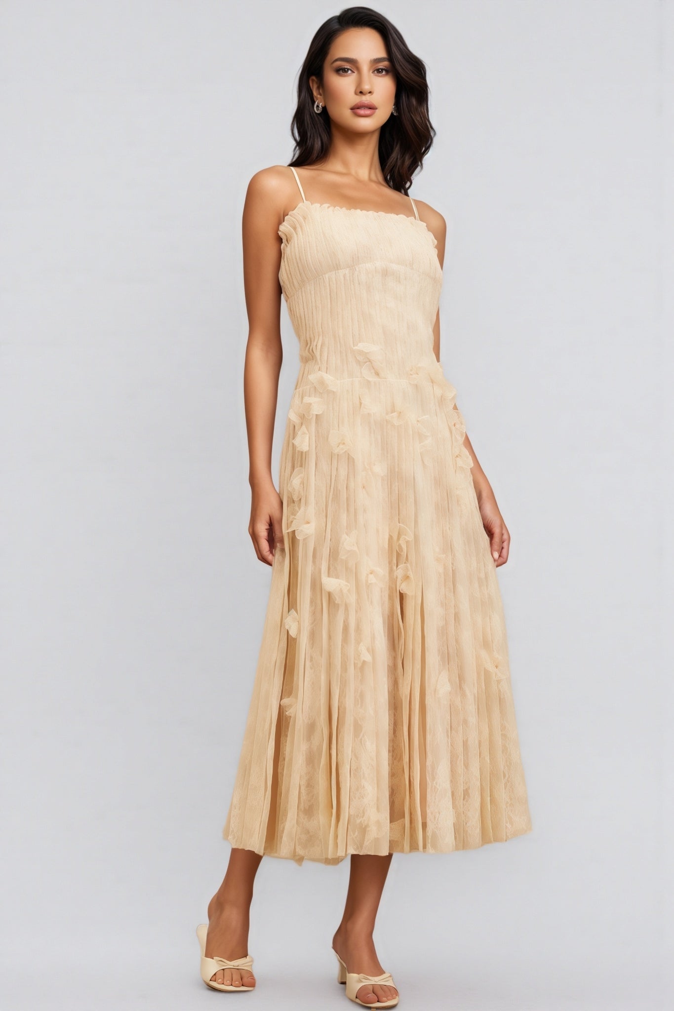 Urikd 3d Flower Strapless Maxi Dress