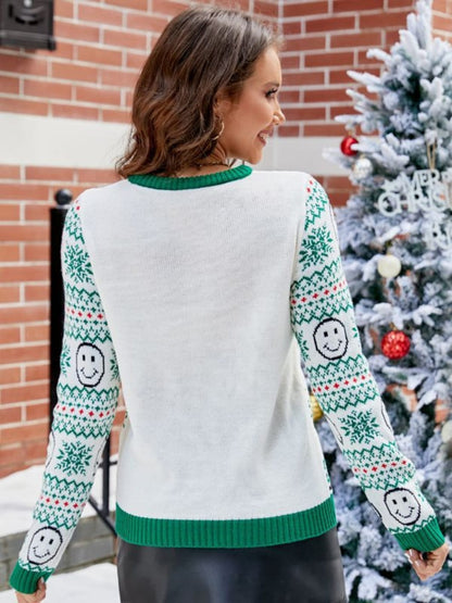 Halloween Smiley Face Knit Sweater