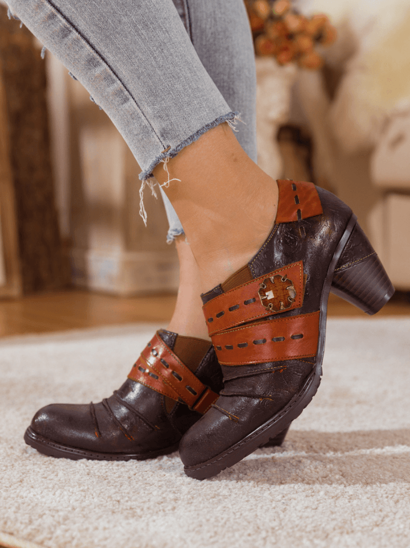 Soffia | Ruched Brown Leather Pump