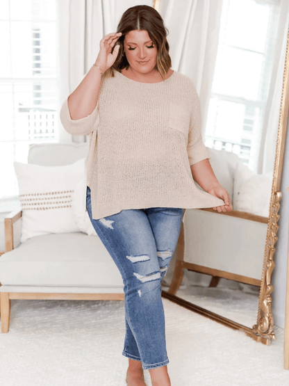 Demetra Ribbed Knit Sweater - Beige