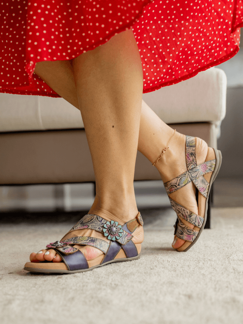 Soffia | Celine Abstract Leather Footbed Sandal