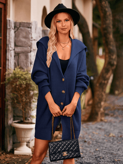 Crowley Relaxed Button Front Cardigan - Navy