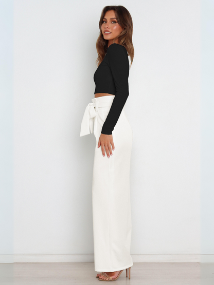 Iconic High Rise Pocketed Trouser Pants - White