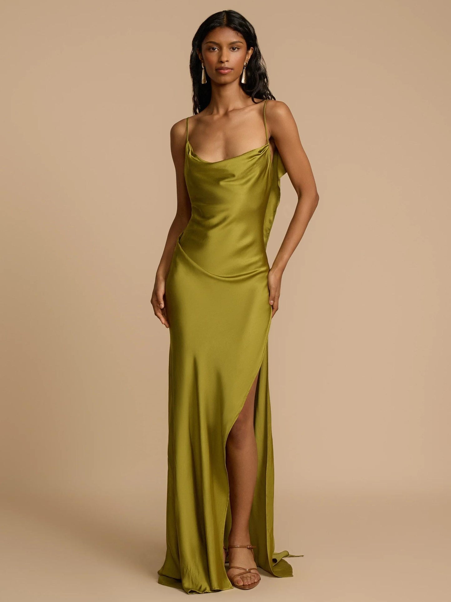 Satin Side High Slit Maxi Dress