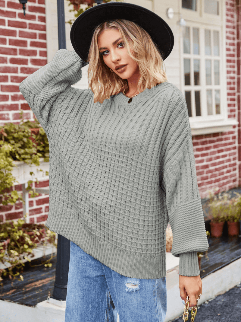 Tahoe Bound Waffle Knit Sweater - Grey