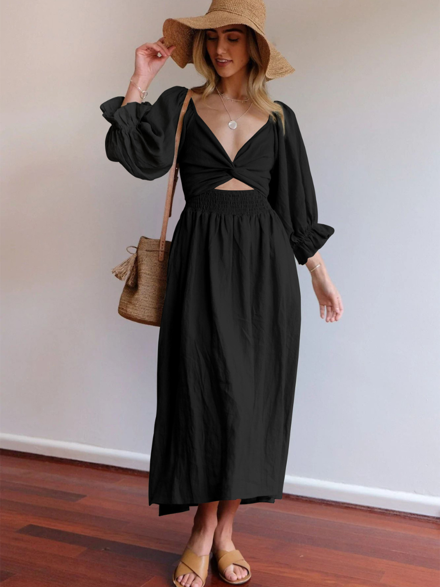 Call It Love Two Way Tiered Midi Dress - Black
