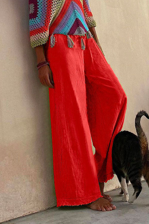 Moxidress Raw Hem Wide Leg Pants