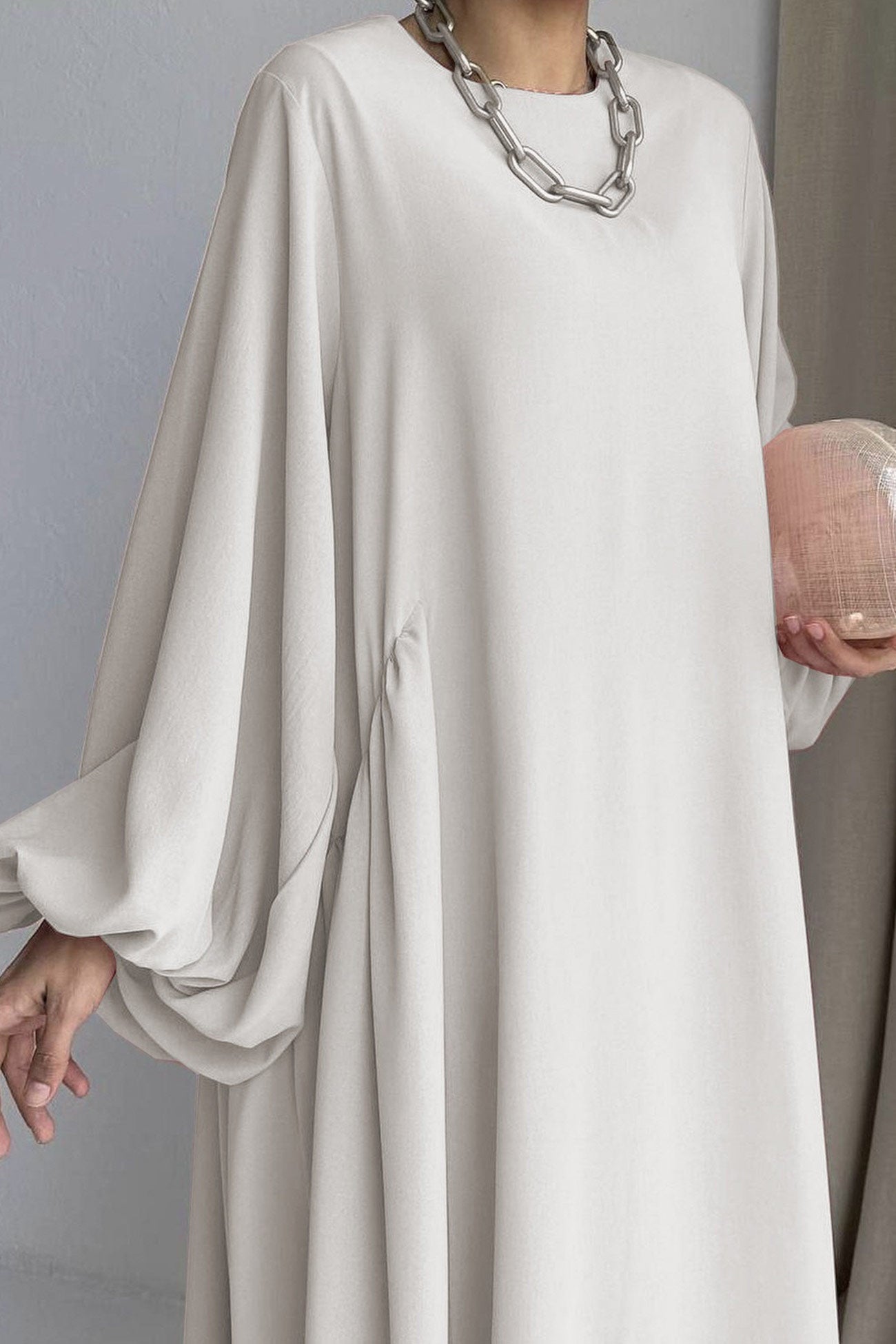 Puff Sleeve Color Maxi Dress