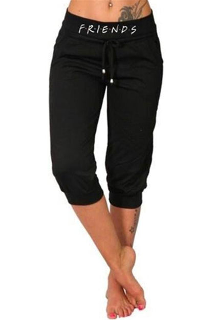 Moxidress Letter Printed Cropped Pants