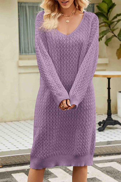 Color Long Knitted Sweater Dress