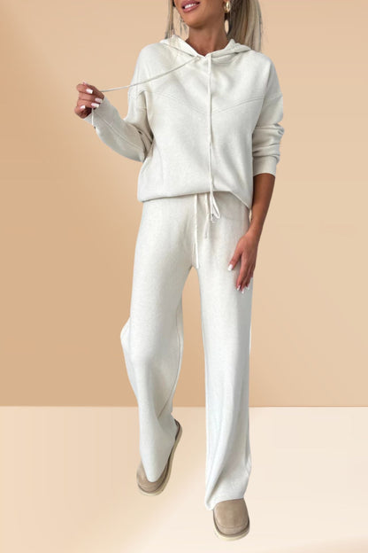 Color Hooded Sweatshirt Wide-leg Outfit Set