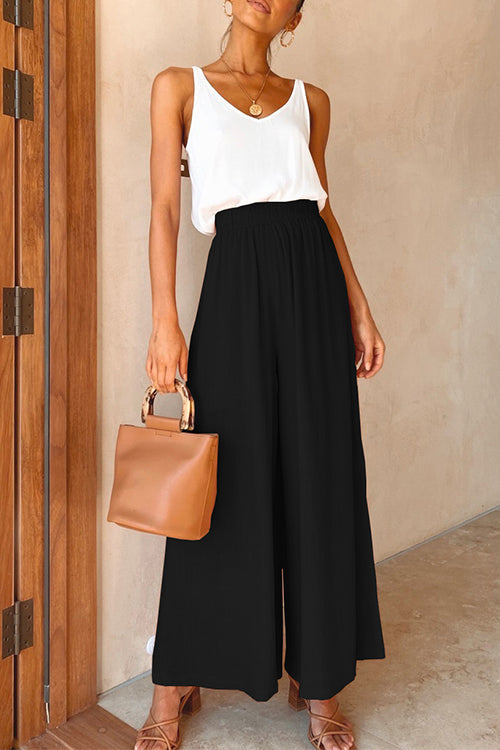 Elastic Waist Wide Leg Palazzo Pants