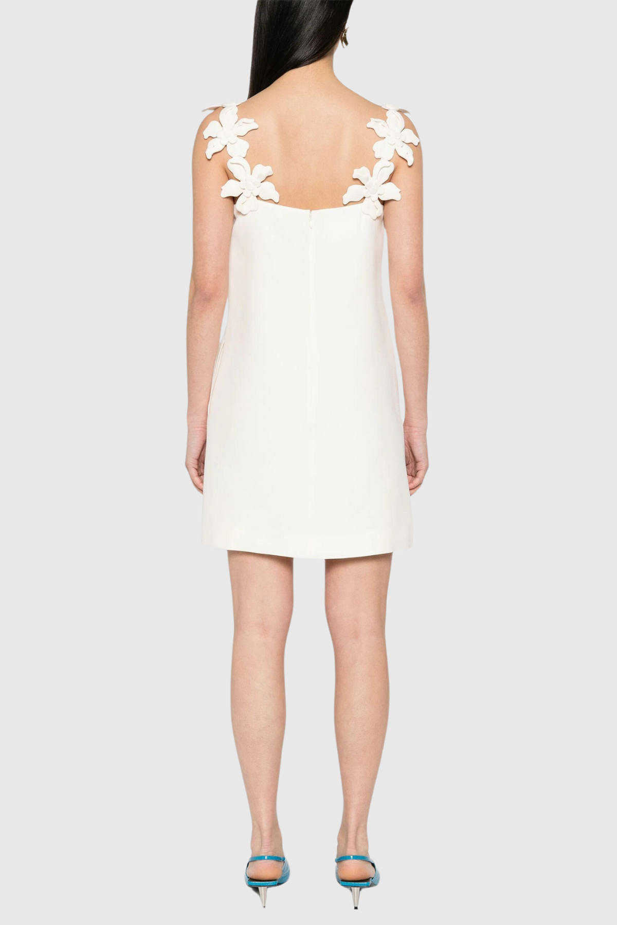 Kira Flower Strapless Mini Dress in White