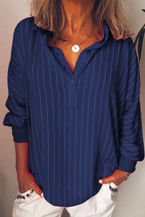 Joe V Neck Stripes Blouse Shirt