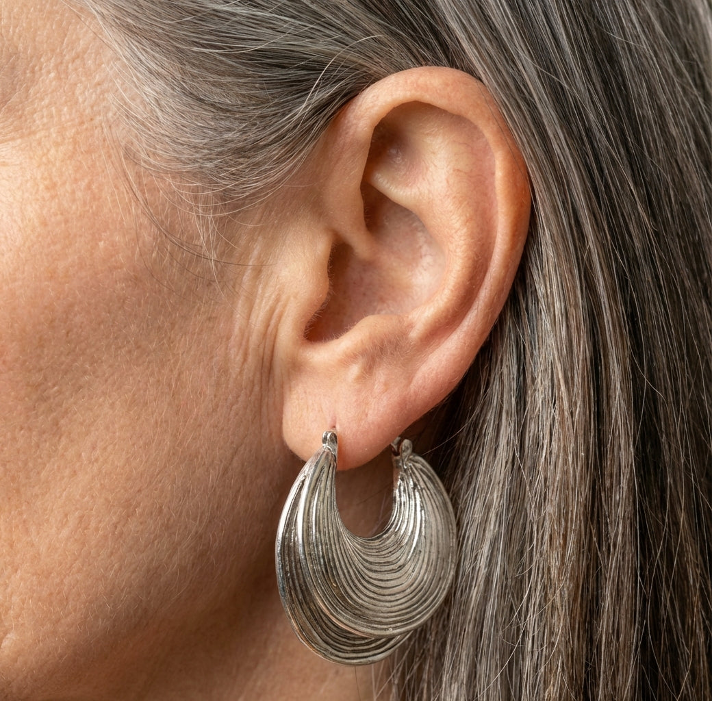 Vintage Hoop Silver Earrings