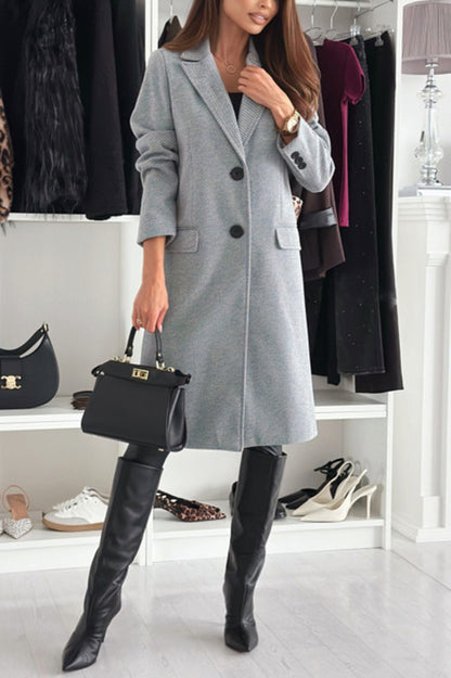 Fashionable Lapel Long Sleeve Single Breasted Loose Coat