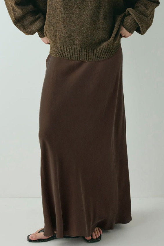 Brown Drawstring A-line Skirt