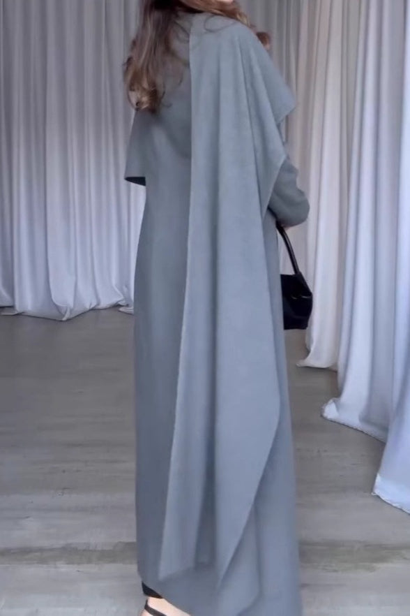 Cape Sleeve Color Long Overcoat