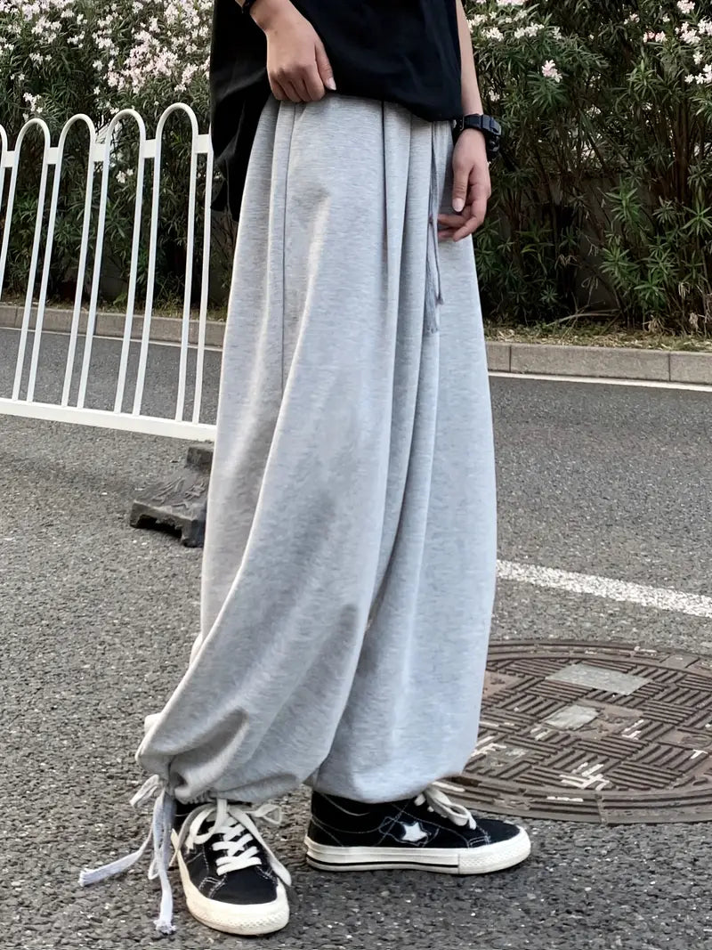 Color Retro Sport Drawstring Baggy Sweatpants