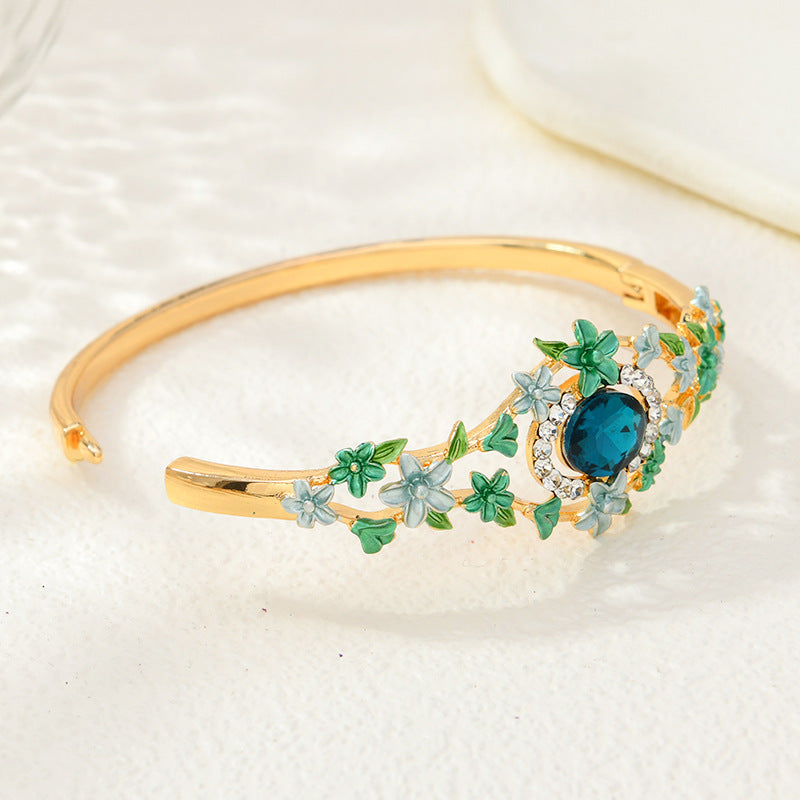 Elegant Floral Blue Bracelet