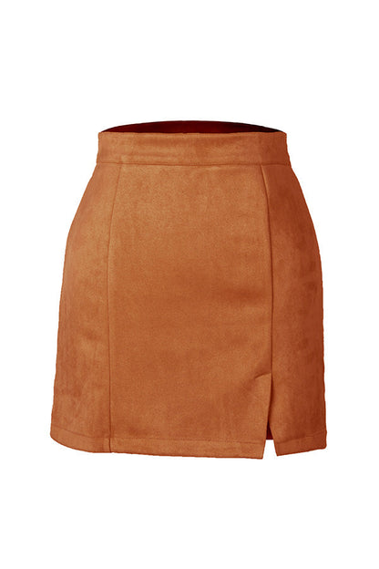 High-waist Zipper Autumn and Winter A-line Color Skirt
