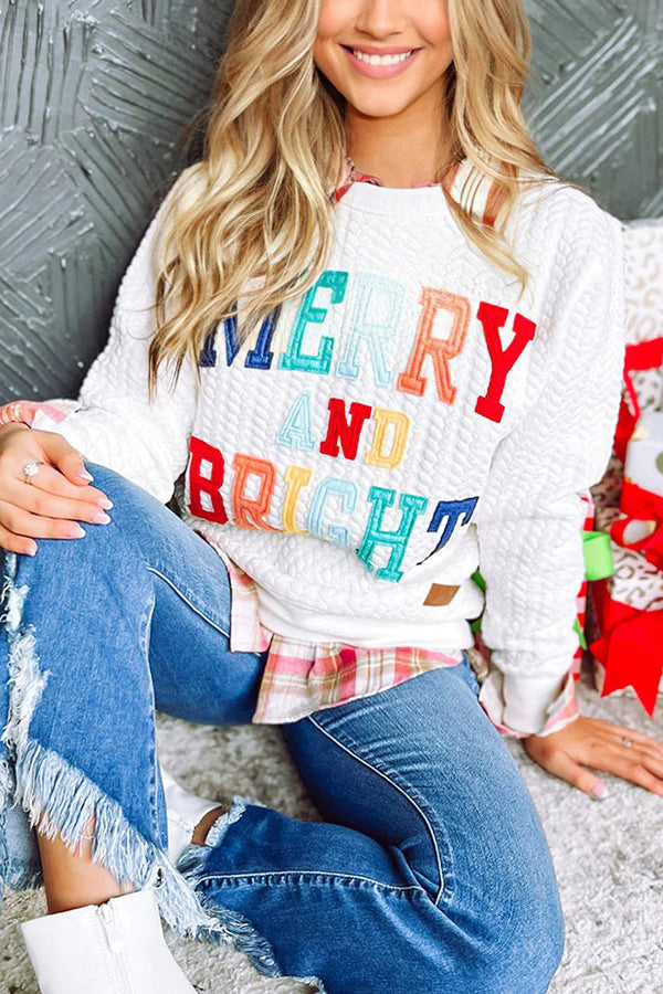 Christmas Letter Print Loose Long-sleeved Sweatshirt