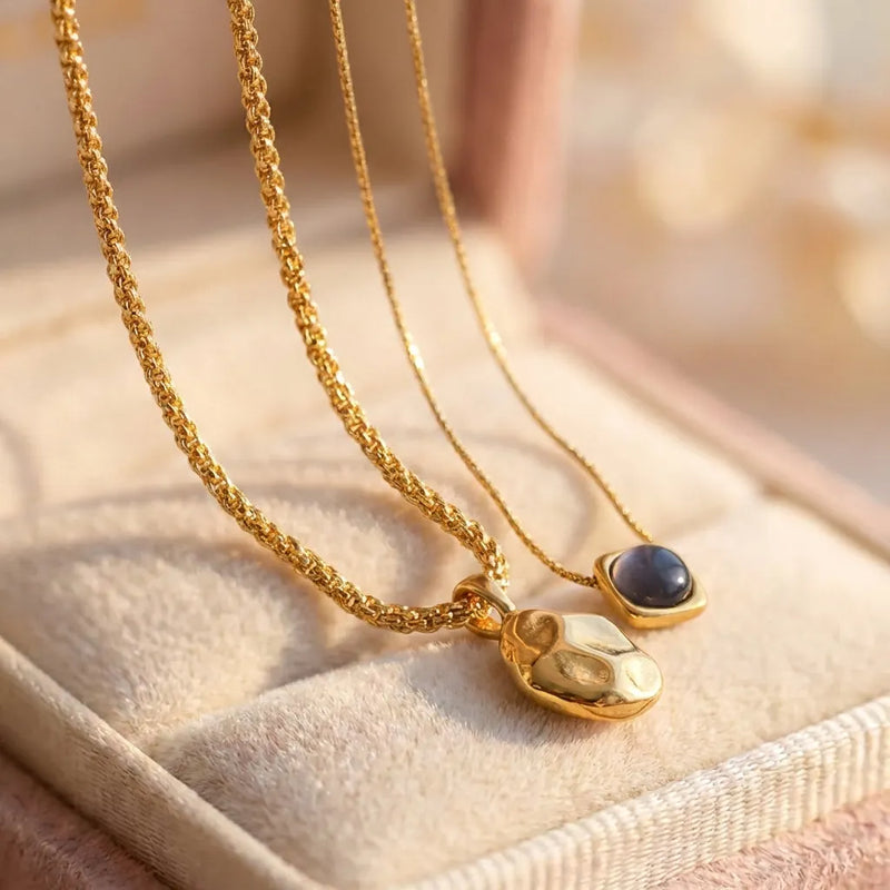 Natural Stone Double Layer Necklace