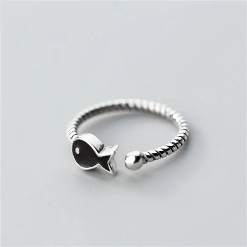 Elegant Silver Fish Ring