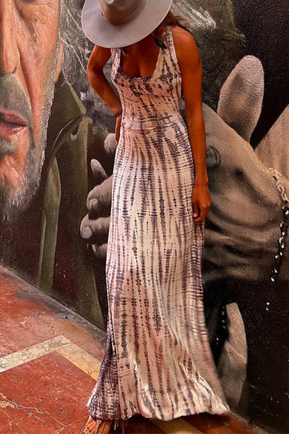 Criss Cross Open Back Tie Dye Maxi Dress(6 Colors Available)