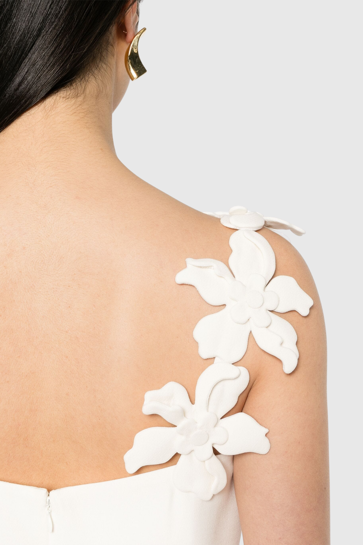 Kira Flower Strapless Mini Dress in White