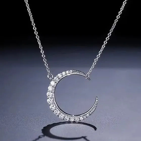 Vintage Moon Silver Necklace