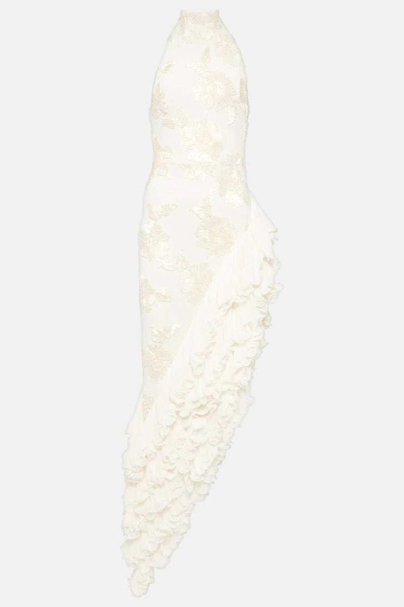 Liora — Appliqué Maxi Dress With Sheer Layers