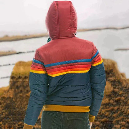 Winter Stitching Hooded Long Sleeve Coat