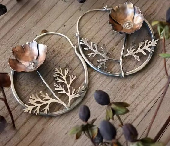 Ethnic Style Flower Hoop Dangle