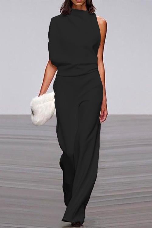 One Shoulder Wide Leg Jumpsuit