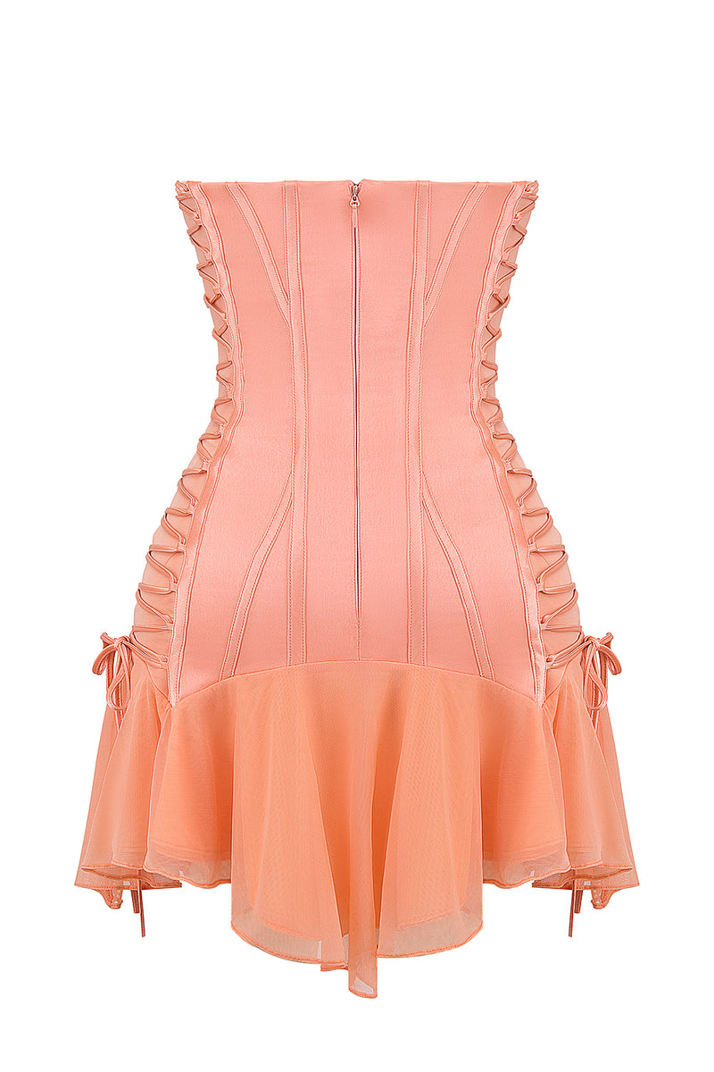 Cornelia Strapless Lace Up Mini Dress
