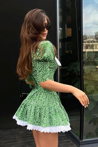 Peter Pan Collar Short Sleeve Mini Dress