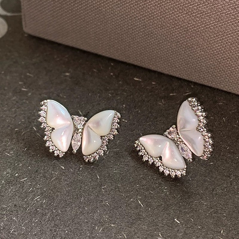 Elegant Opal Butterfly Earrings