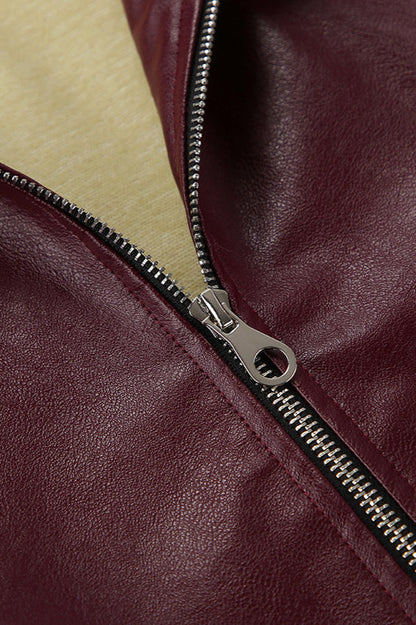 Burgundy Biker Coat
