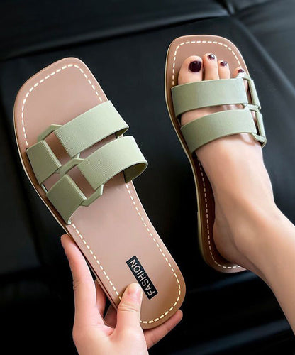 New Versatile Khaki Flat Soft Slippers Peep Toe