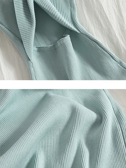 Bodycon Sleeveless Bowknot Hollow Color Midi Dresses