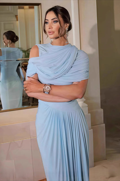 Shawl Ruched Maxi Dress