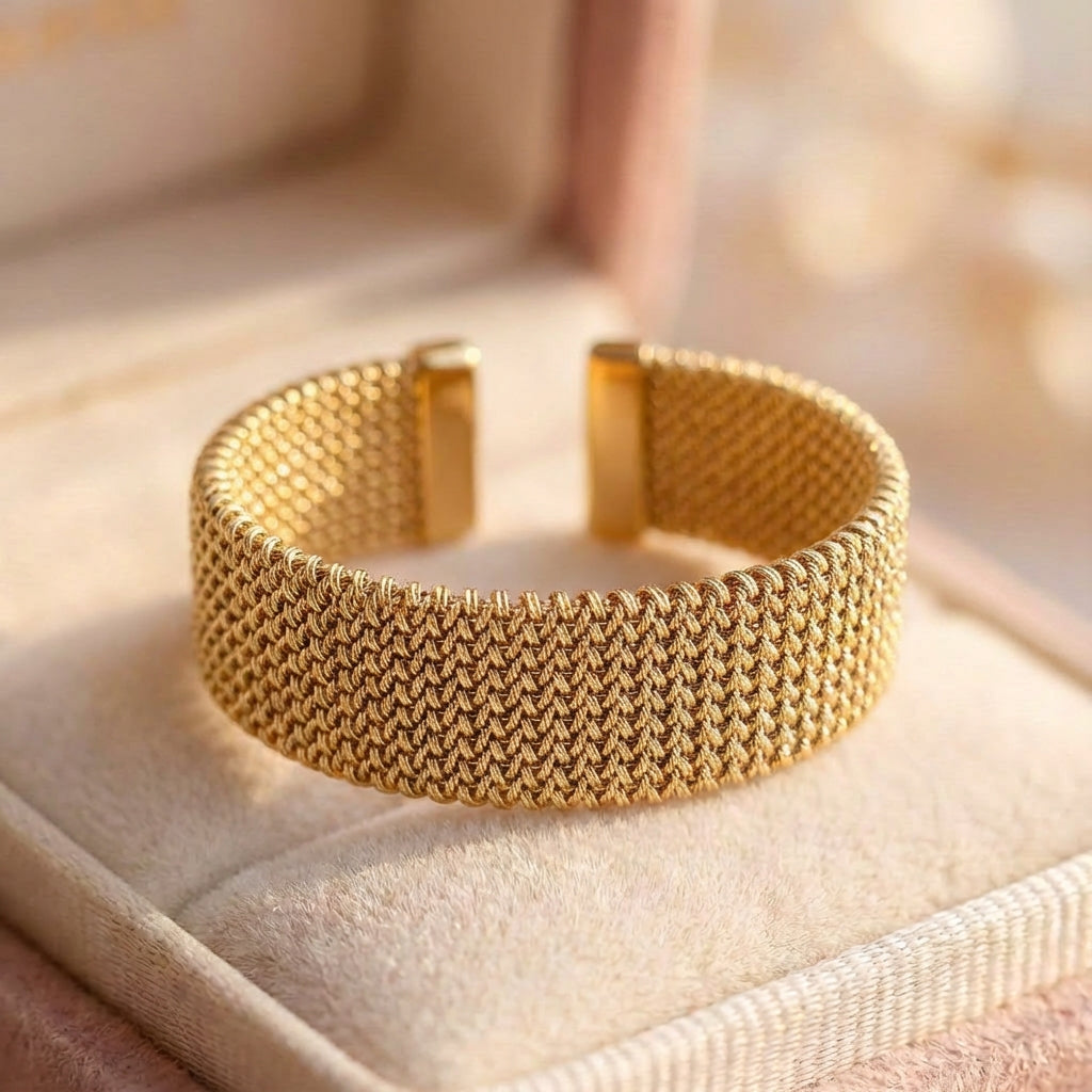 Vintage Braided Mesh Open Classic Bracelet