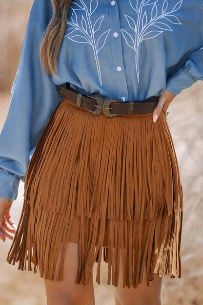 Fringe Mesh Mini Skirt