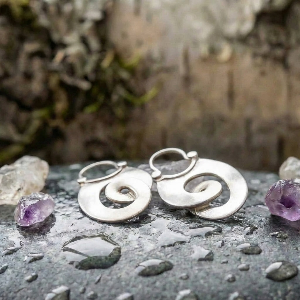 Vintage Irregular Form Silver Earrings