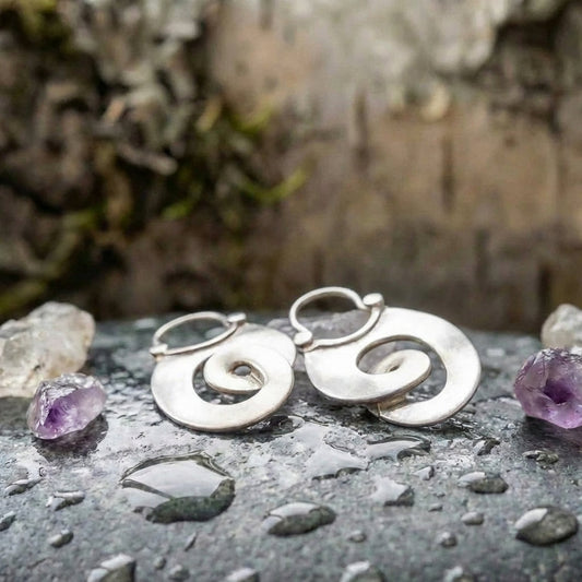 Vintage Irregular Form Silver Earrings