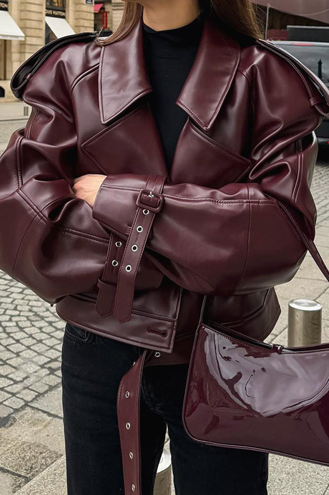 Burgundy Moto Coat